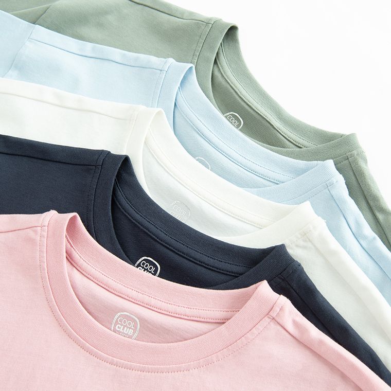 Cool Club, T-shirt dziewczęcy, crop top, mix, zestaw, 5 szt.