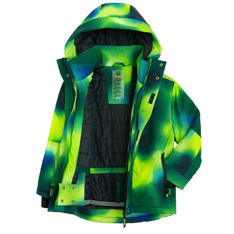 Cool Club, Wodoszczelna kurtka narciarska chłopięca z kapturem, ocieplana, zielona