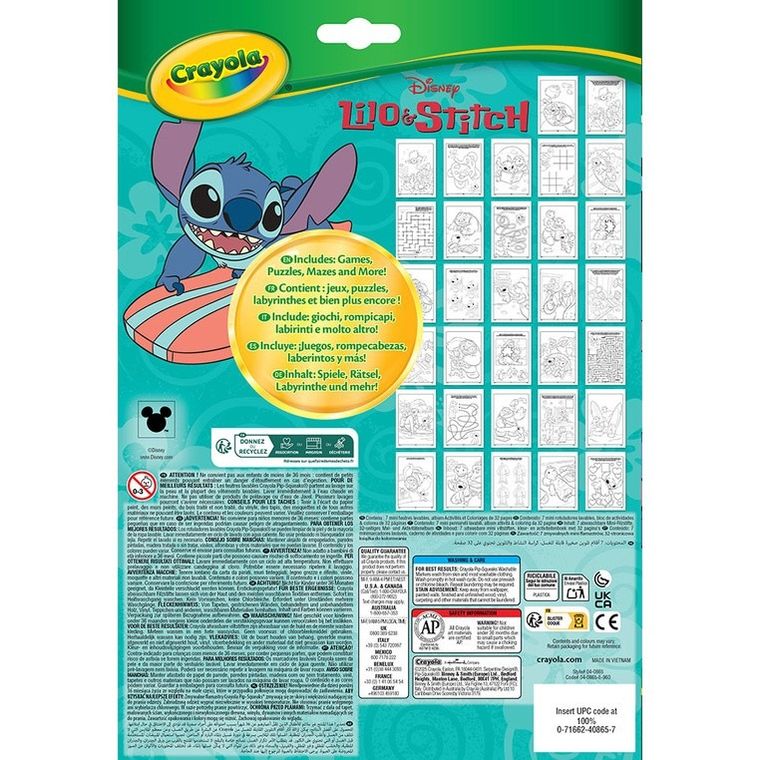 Crayola, Lilo i Stitch, kolorowanka z łamigłówkami i flamastrami