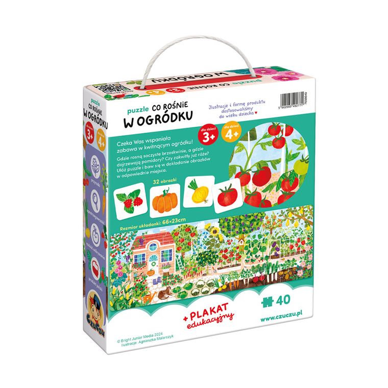 CzuCzu, Co rośnie w ogródku, puzzle, 40 elementów, obrazki, 3+,4+