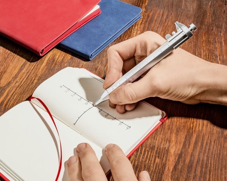 Długopis suwmiarka, srebrny