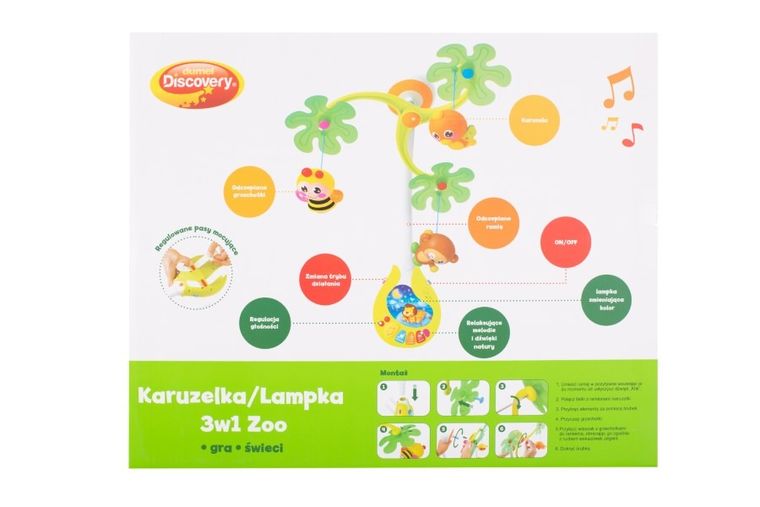 Dumel Discovery, ZOO, karuzela, pozytywka, lampka, 3w1
