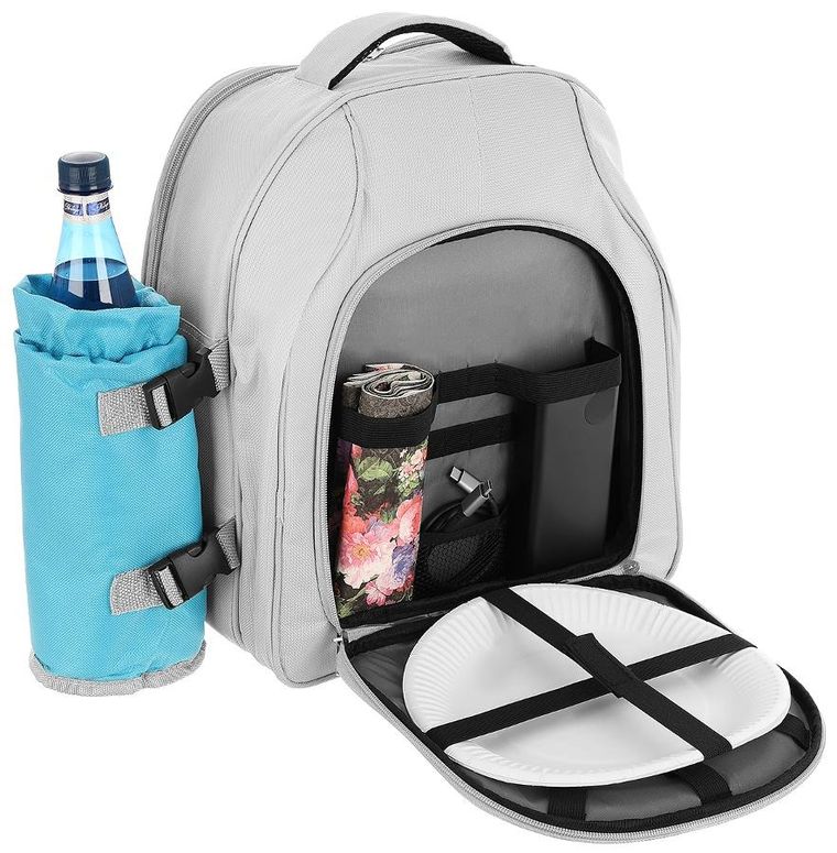 Enero Camp, plecak piknikowy, termiczny, błękitno-szary, 25 l