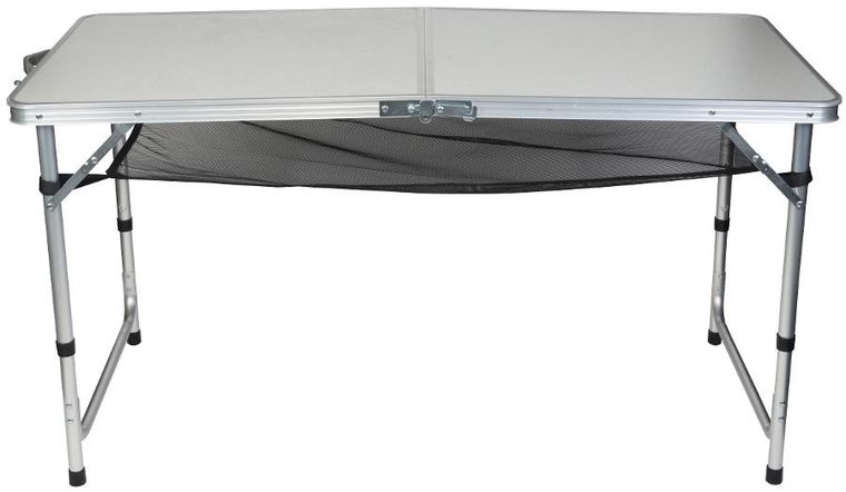 Enero Camp, składany stolik turystyczny, 4 krzesła i półka, 120-60-70/62/55 cm