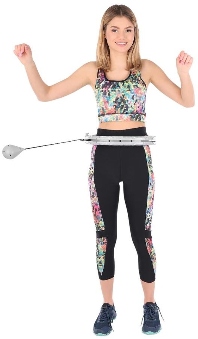 Enero Fit, hula hop fitness z masażerem i obciążeniem, szary