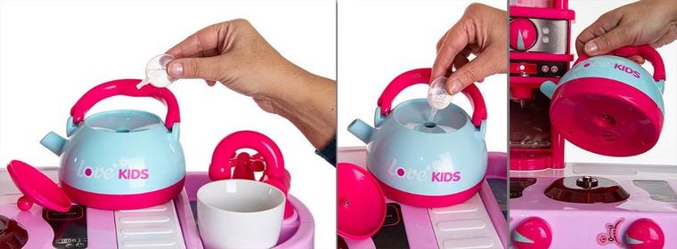 Enero Toys, kuchnia, 32 elementy, różowa, 64-29-87 cm