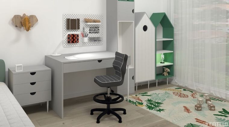 Entelo, Petit, krzesło dziecięce z podnóżkiem, wzrost 119-142 cm, ciemny szary