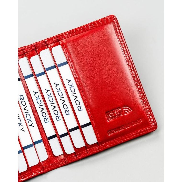 Etui na karty, czerwone, skórzane, RFID, 4U Cavaldi