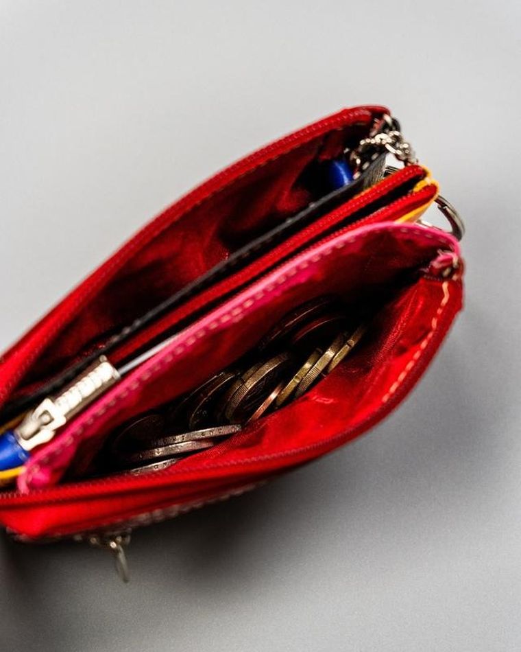 Etui na klucze, czerwone, skórzane, Peterson