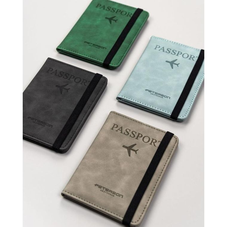 Etui na paszport, czarne, skóra ekologiczna, Peterson