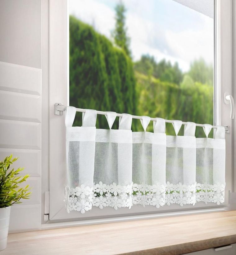 Eurofirany, firana gotowa, Kaja, na szelkach, 150-40 cm, biały