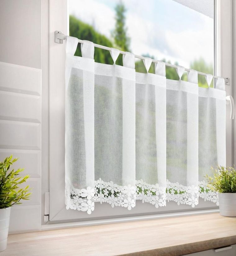 Eurofirany, firana gotowa, Kaja, na szelkach, 150-70 cm, biały
