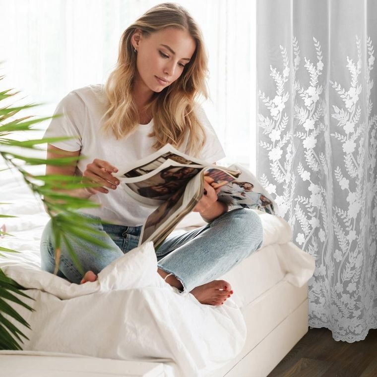 Eurofirany, firana gotowa, Talina, 140-250 cm, biały