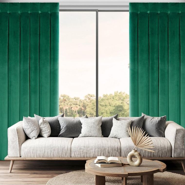 Eurofirany, zasłona gotowa, Alita, na szelkach, 140-250 cm, ciemnozielony