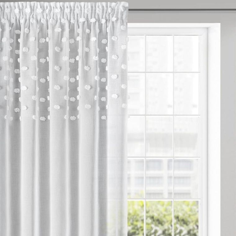 Eurofirany, zasłona gotowa D91 Stella na taśmie, 140-270 cm, biały