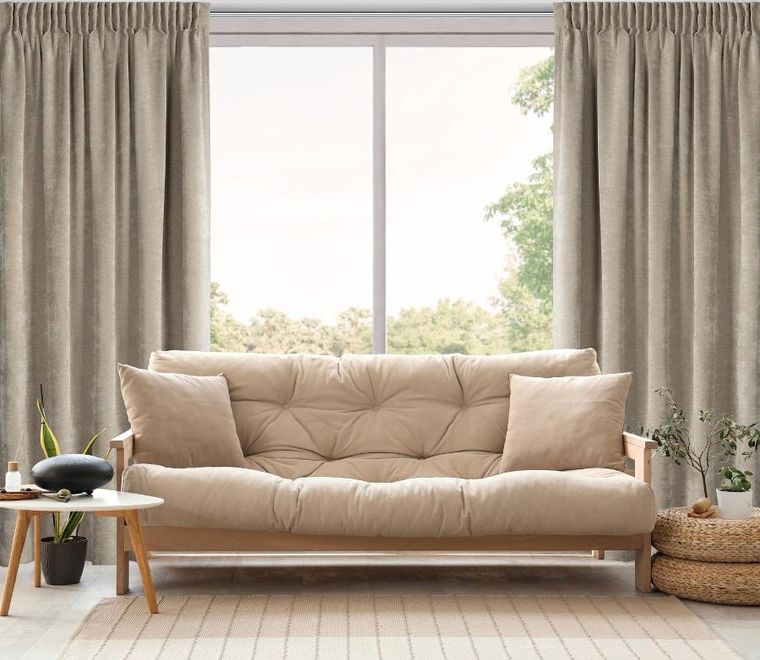 Eurofirany, zasłona gotowa, Nilo, na taśmie, 140-270 cm, ciemnobeżowy