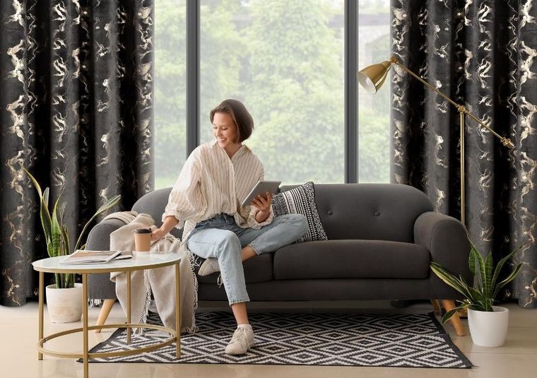 Eurofirany, zasłona gotowa, Raja, 140-250 cm, czarny