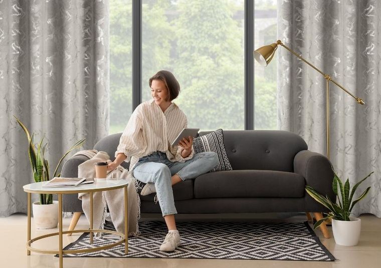 Eurofirany, zasłona gotowa, Raja, 140-250 cm, stalowy