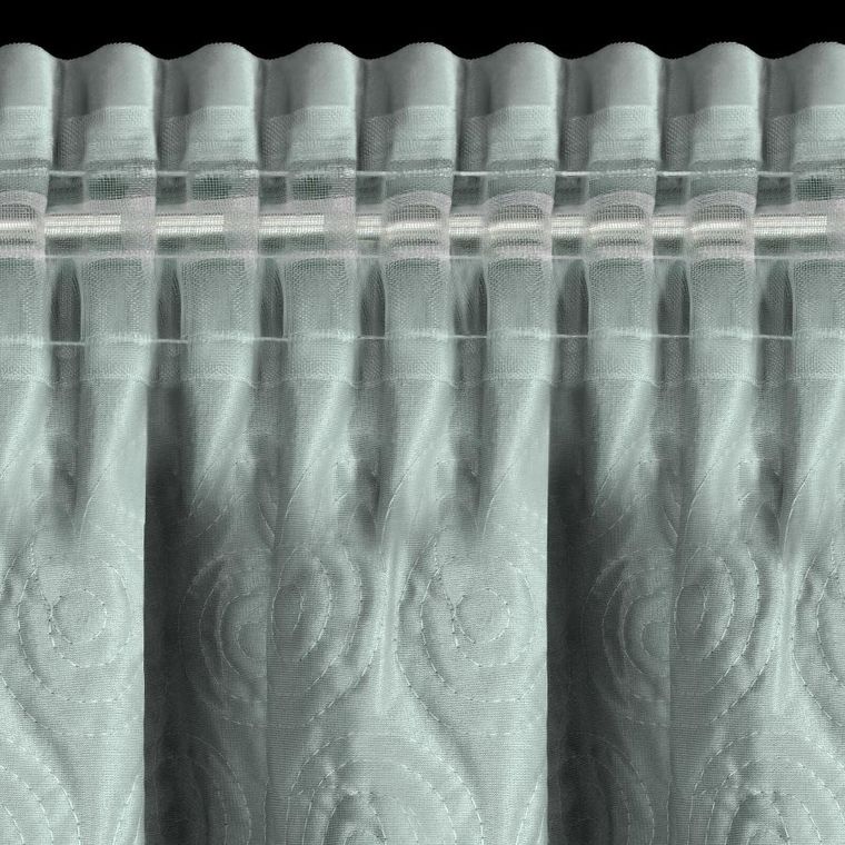 Eurofirany, zasłona gotowa, Roses, na taśmie, 140-270 cm, miętowy