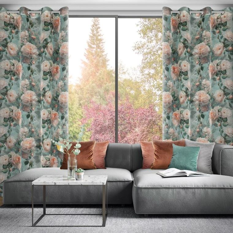 Eurofirany, zasłona zaciemniająca gotowa, Inka, 140-250 cm, miętowy