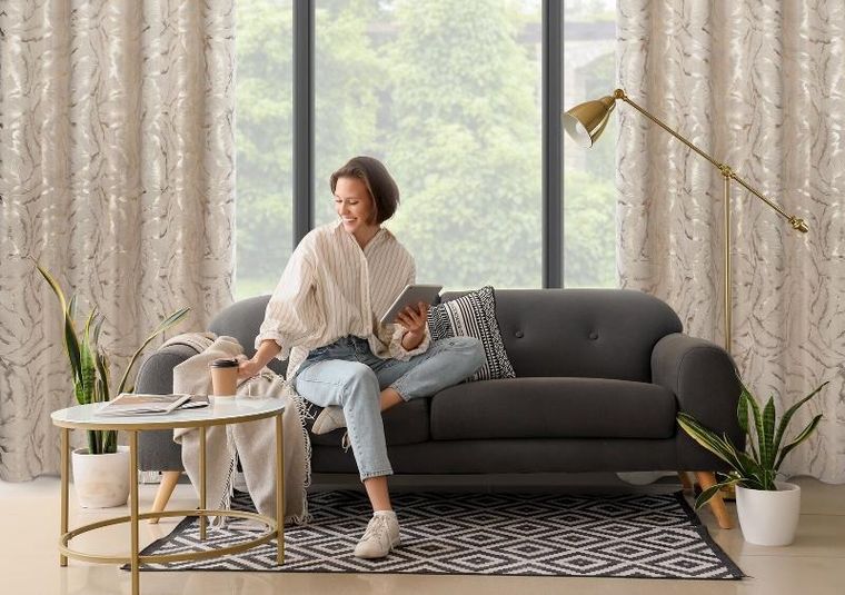 Eurofirany, zasłona zaciemniająca gotowa, Milena, 140-250 cm, beżowy