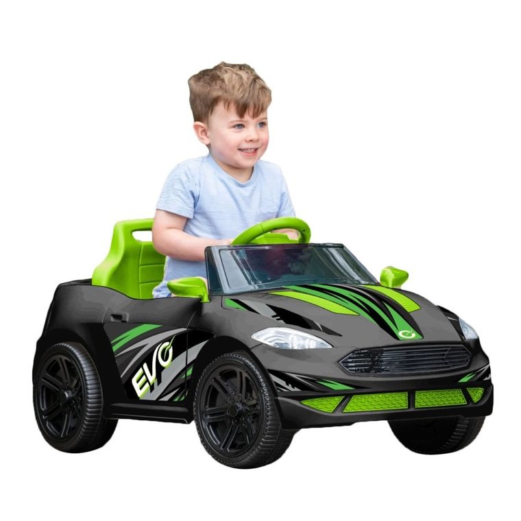 EVO, kabriolet, pojazd na akumulator, czarno-zielony