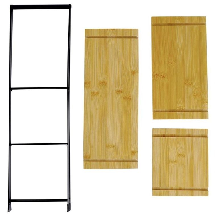 Excellent Houseware, patera 3-poziomowa, drewniana, metalowa, 38-16.5-53 cm