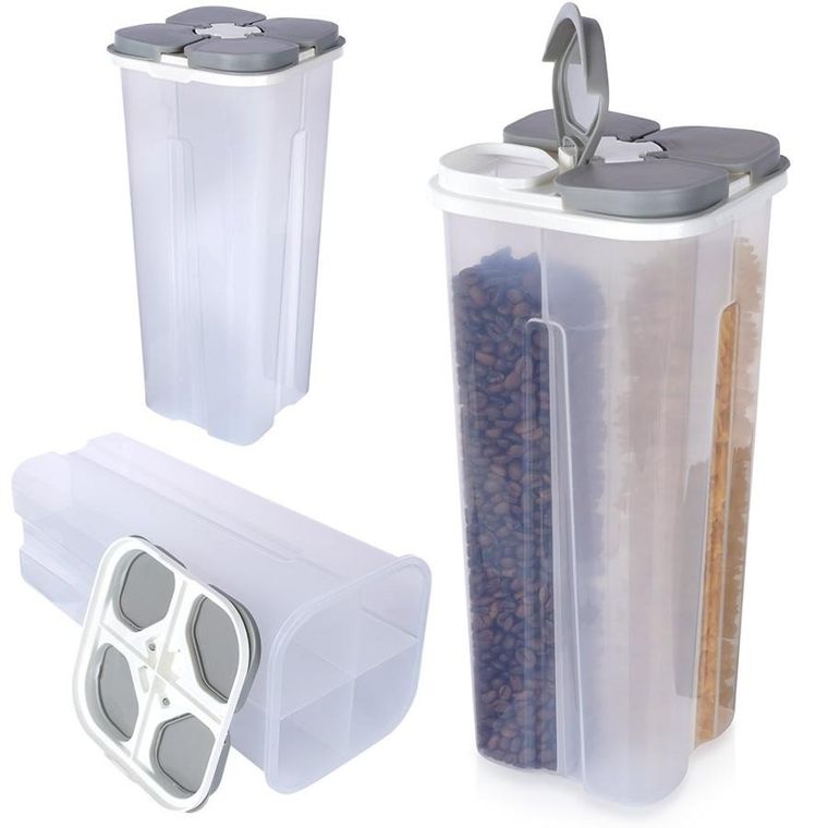 Excellent Houseware, pojemnik na produkty sypkie z dozownikiem dzielony, 3 l