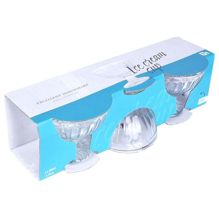 Excellent Houseware, Pucharki do lodów szklane 180 ml 3 szt.