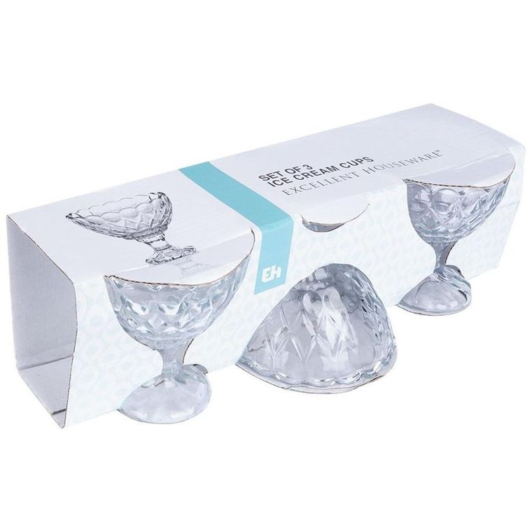 Excellent Houseware, Pucharki do lodów szklane 180 ml 3 szt.