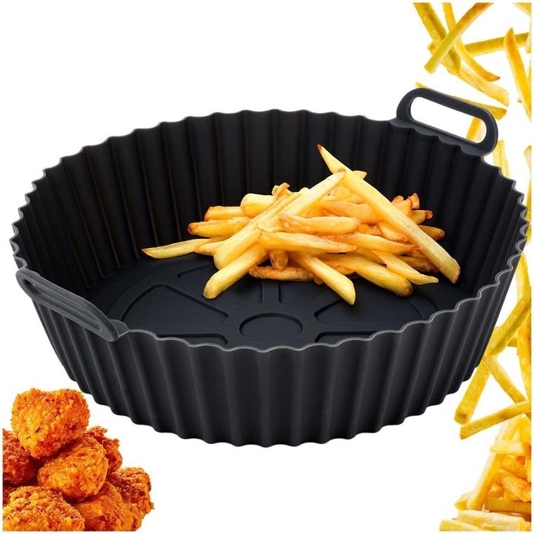 Excellent Houseware, wkład do frytkownicy beztłuszczowej, silikonowy, czarny, 20,5 cm