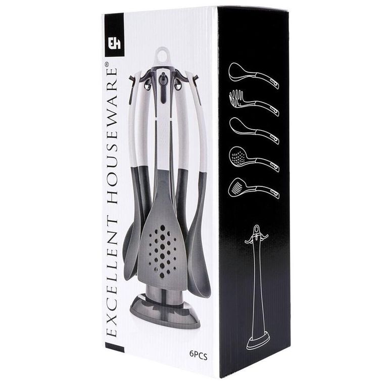 Excellent Houseware, zestaw przyborów kuchennych ze stojakiem, 5 elementów