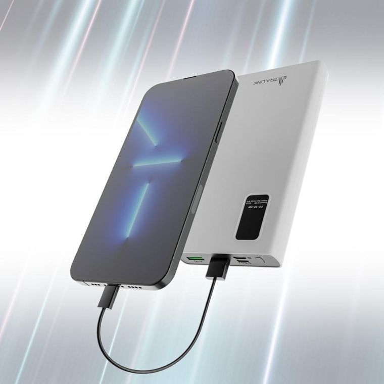Extralink, EPB-067W 10000mAh, powerbank, fast charging, USB-C, biały