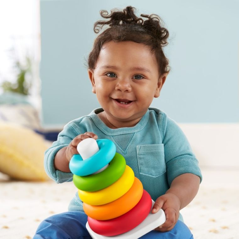 Fisher-Price, Pierwsze klocki malucha + piramidka z kółek, zabawka niemowlęca