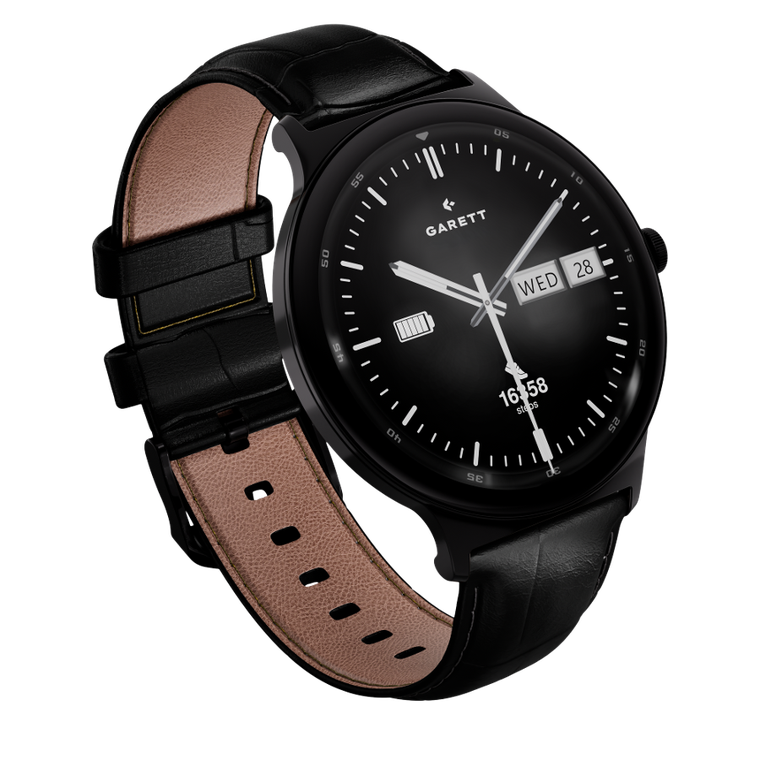 Garett, Quantum, smartwatch, stalowy, czarny