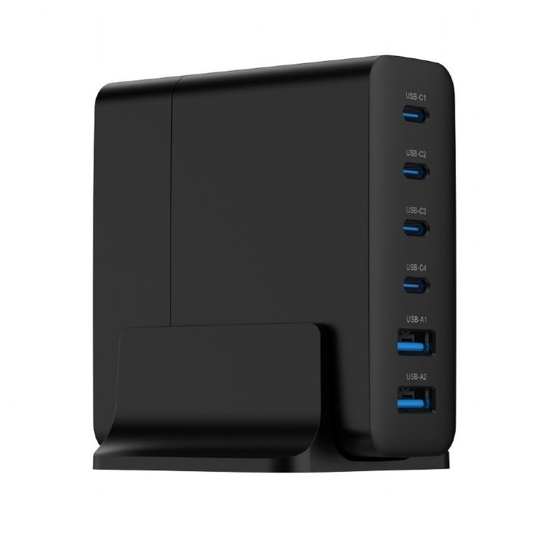 Gembird, ładowarka uniwersalna, 75W, GaN 2xUSB-A 4xUSB-C, szybkie ładowanie, czarna