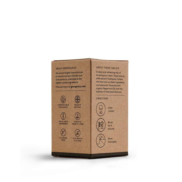 Georganics, naturalne tabletki do mycia zębów, Activated Charcoal, 120 tabletek