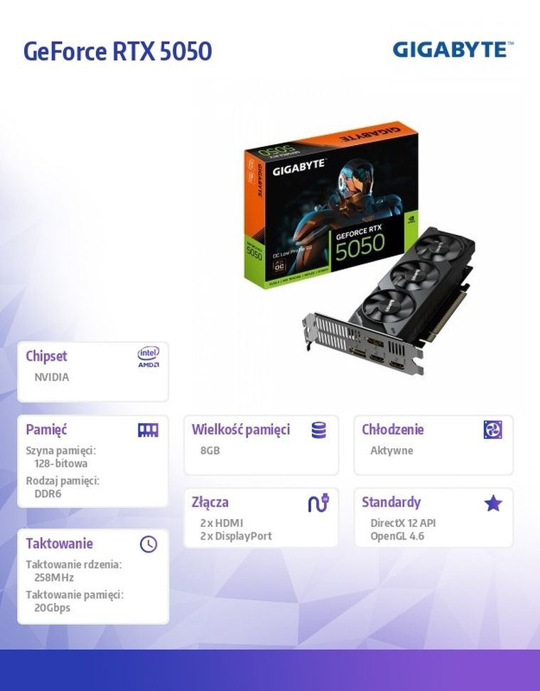 Gigabyte, karta graficzna, GeForce RTX 5050 OC Low Profile 8G