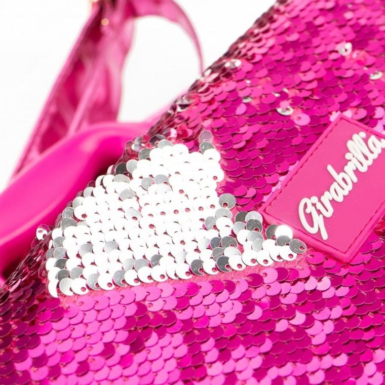 Girabrilla, cekinowa walizka z kosmetykami, różowo-srebrna
