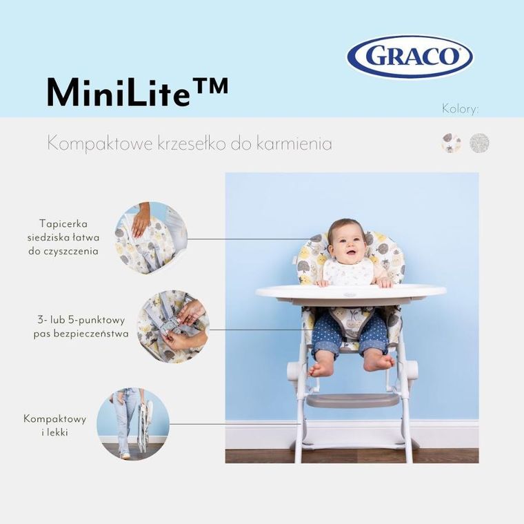 Graco, Minilite, krzesełko do karmienia, safari