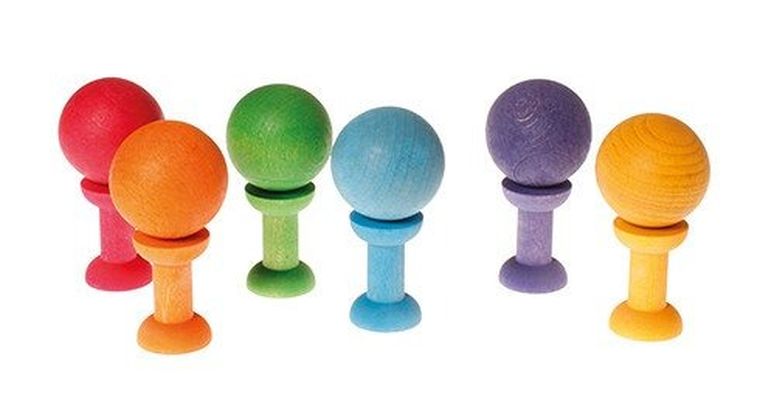 Grimm's, szpulki na drewnianej podstawie, sorter, 6 szt.