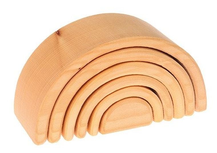 Grimm's, Tęcza, drewniana układanka, 6 elementów, naturalna, 1+