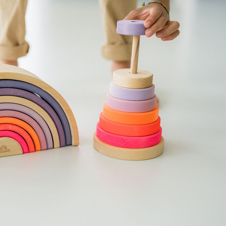 Grimms, wieża drewniana, neon pink, 10 krążków