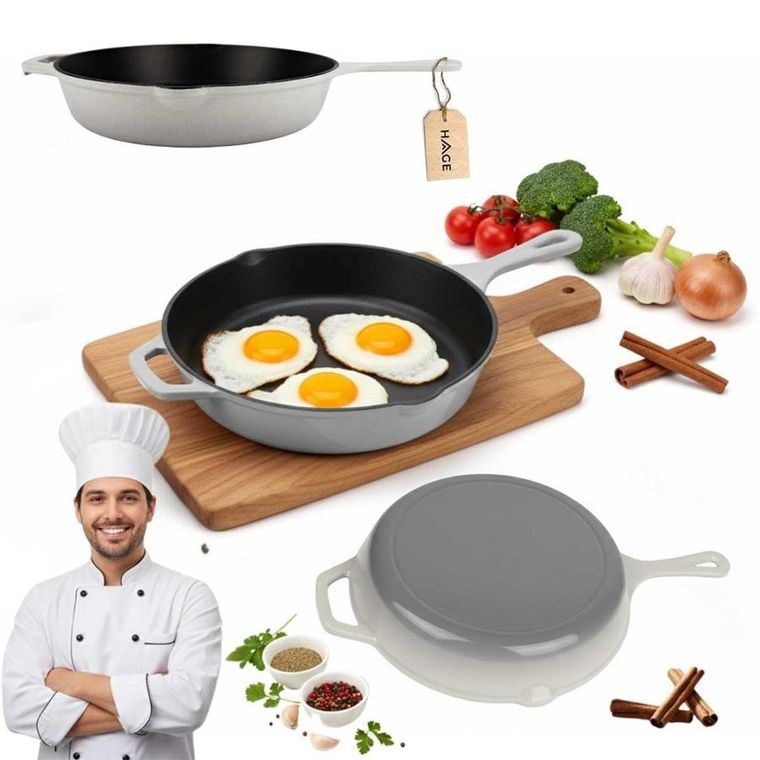 Hage, emaliowana patelnia, żeliwna, szara, 26 cm