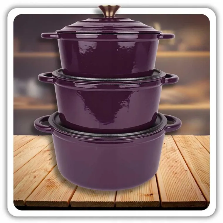 Hage, emaliowany garnek, żeliwny, eggplant, 22 cm, 3l