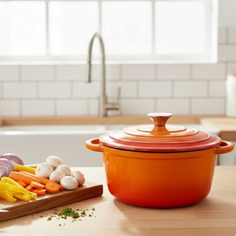 Hage, emaliowany garnek żeliwny, pomarańczowy, 24 cm, 4l