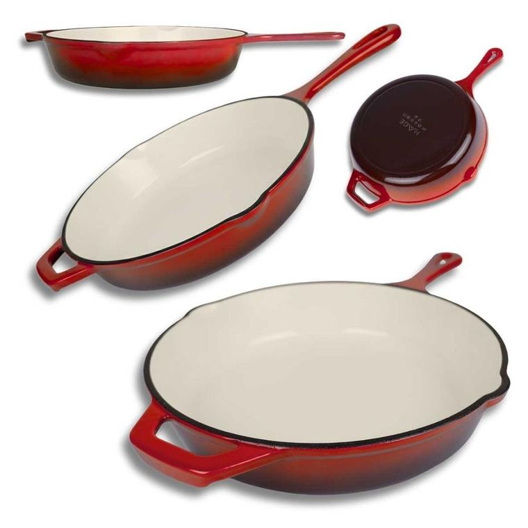 Hage, patelnia żeliwna, emaliowana, czerwona, 26 cm