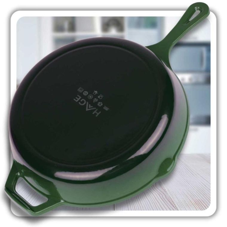 Hage, patelnia żeliwna, emaliowana, zielona, 26 cm