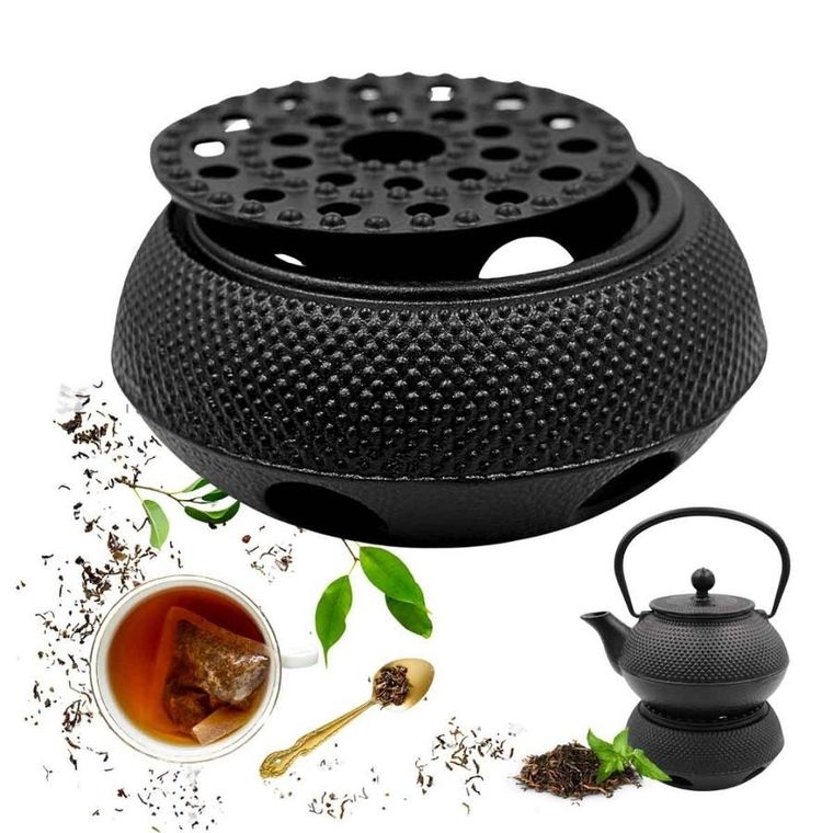 Hage, zestaw dzbanek żeliwny, z filiżankami i podgrzewaczem, czarny, 4-60 ml, 900 ml