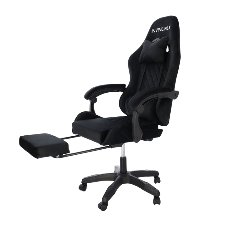 HaloFuture, fotel gamingowy, z podnóżkiem, czarny